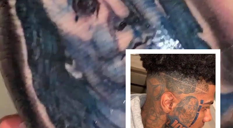 Blueface Debuts New Face Tattoo Releases Songs About Kicking Mom  Sister  Out Of His House  theJasmineBRAND