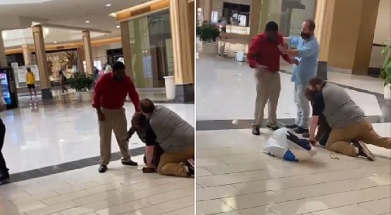 In Winston-Salem's Hanes Mall, in North Carolina, a black man was attacked by two white men. With no proof, these men accused the black man of shoplifting, getting him down on the ground, and laid on his back. After repeated demands to let the man go, they refused, and when security arrived, they did nothing to deescalate the issue.