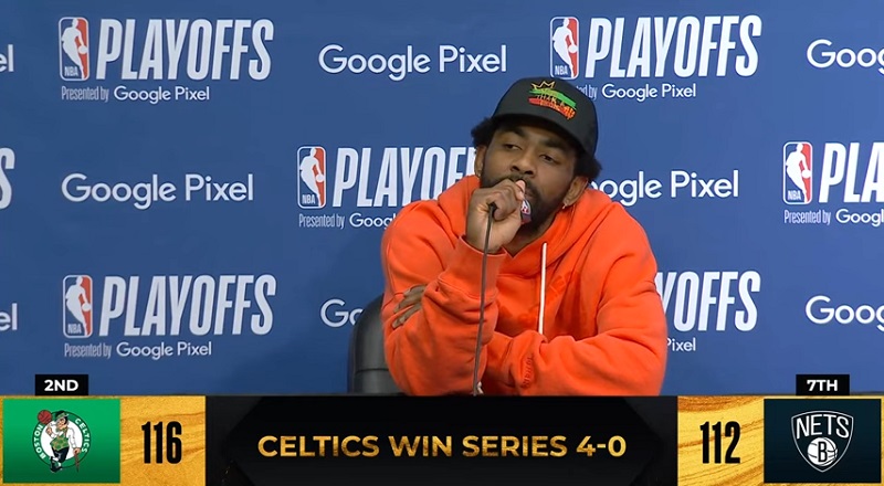 Kyrie Irving dragged for postgame interview after Nets got swept