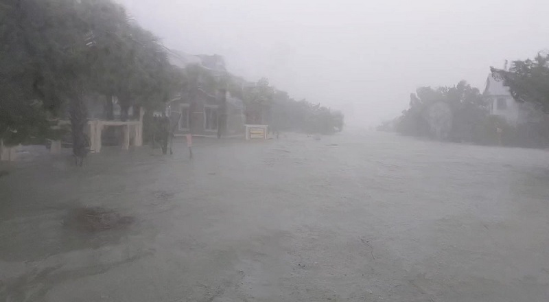 Pawley's Island SC's Myrtle Ave is completely submerged