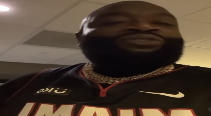 Rick Ross jokes about not fitting in bathroom stall at Heat game