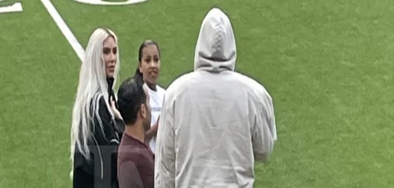 Kanye West & Kim Kardashian coparent at son's flag football game