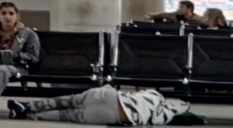 Chrisean Rock sleeps on airport floor after flight was delayed