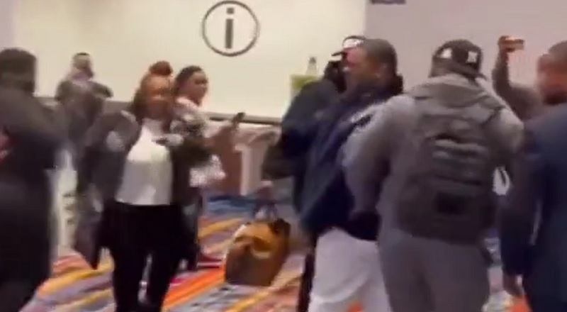 Busta Rhymes throws bottle of water at woman for touching his butt