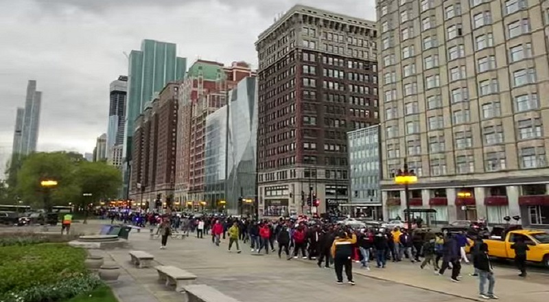 Black men stage anti-violence march in Chicago