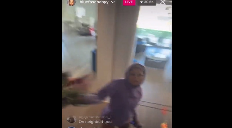 Chrisean Rock throws vase at Blueface while he's on IG Live